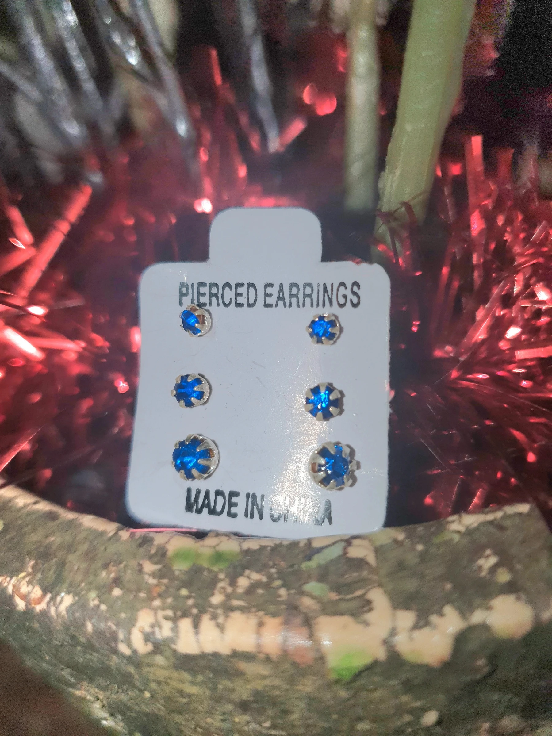 Lots de 3 Boucle d'oreille bleu foncé